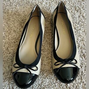 Arturo‎ Chiang AT-Allice Tan/Black Cap Ballet Flats SZ 7.5
